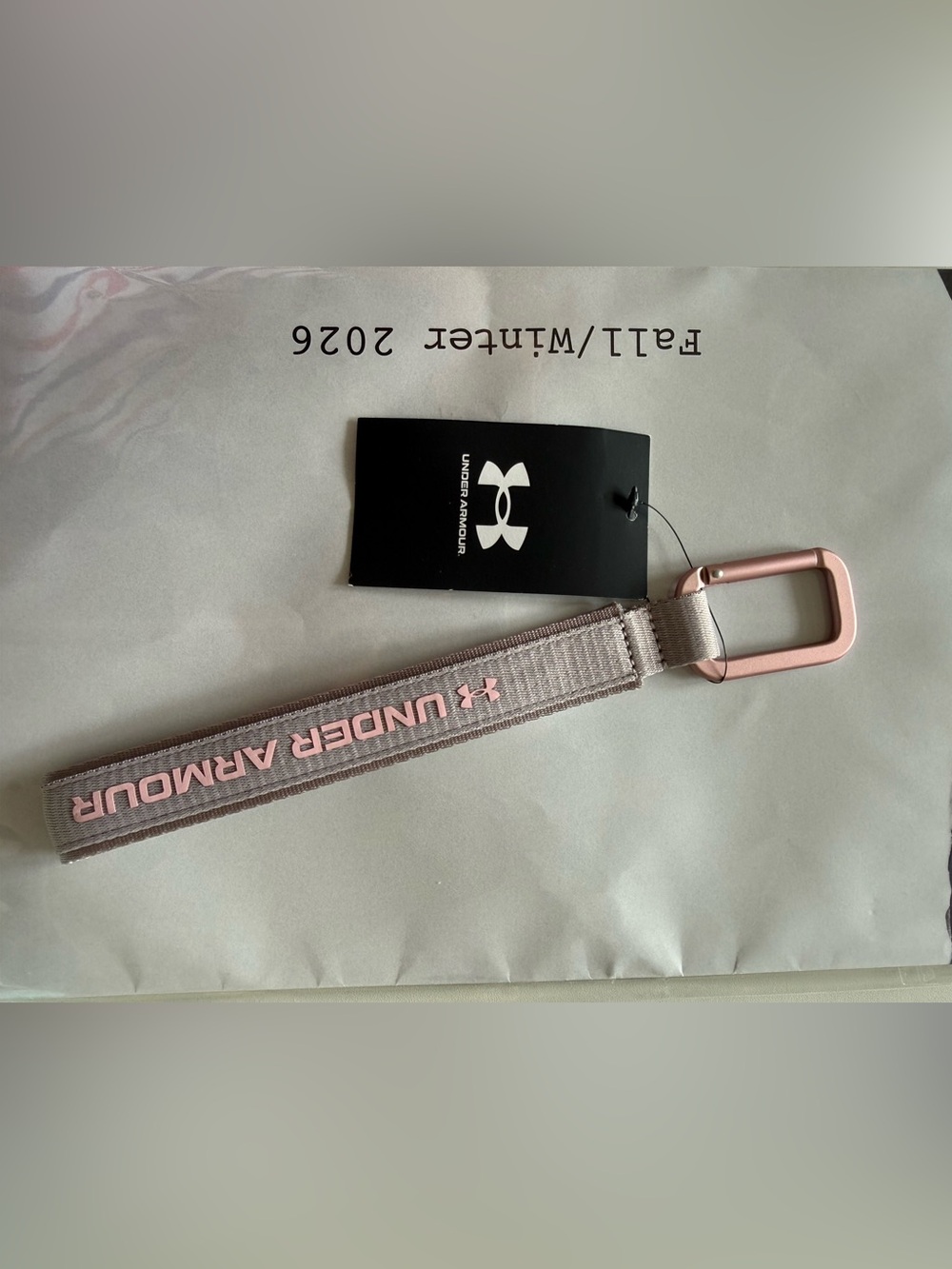 Under Armour Women’s Rose Pink and Gray Key Lanyard with Clip